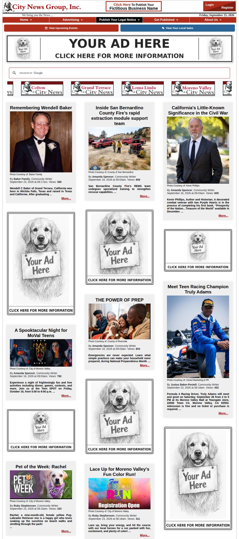 City News Group homepage showing where online ads appear